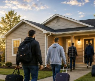 Residents arriving at Joe's House